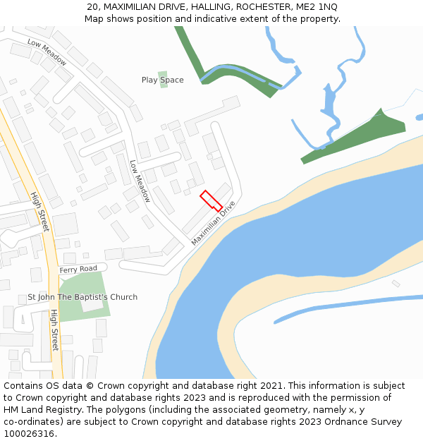 20, MAXIMILIAN DRIVE, HALLING, ROCHESTER, ME2 1NQ: Location map and indicative extent of plot