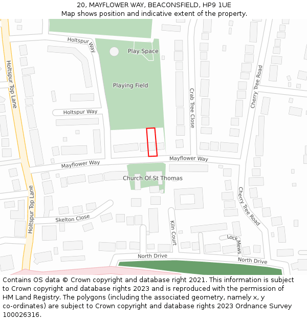 20, MAYFLOWER WAY, BEACONSFIELD, HP9 1UE: Location map and indicative extent of plot