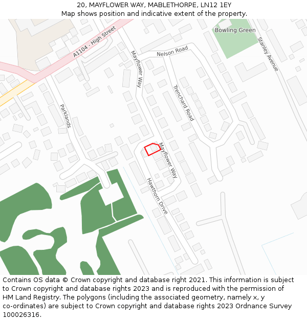 20, MAYFLOWER WAY, MABLETHORPE, LN12 1EY: Location map and indicative extent of plot