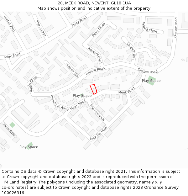 20, MEEK ROAD, NEWENT, GL18 1UA: Location map and indicative extent of plot