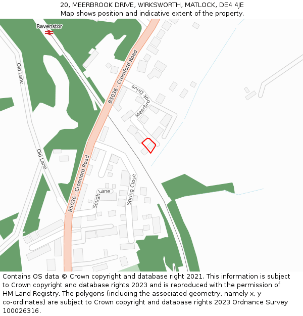 20, MEERBROOK DRIVE, WIRKSWORTH, MATLOCK, DE4 4JE: Location map and indicative extent of plot