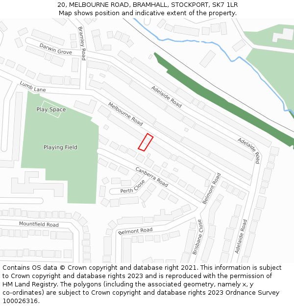 20, MELBOURNE ROAD, BRAMHALL, STOCKPORT, SK7 1LR: Location map and indicative extent of plot