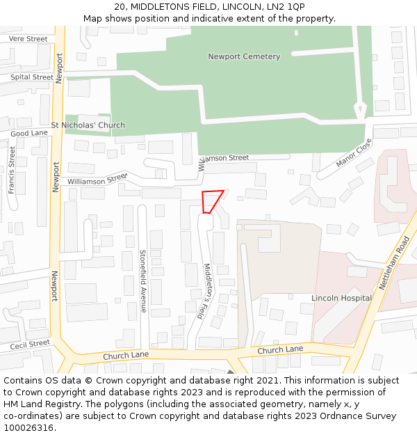 20, MIDDLETONS FIELD, LINCOLN, LN2 1QP: Location map and indicative extent of plot