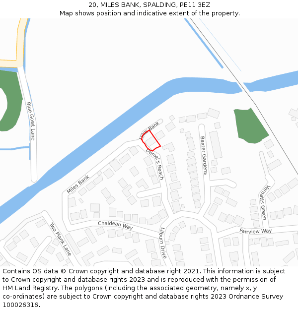 20, MILES BANK, SPALDING, PE11 3EZ: Location map and indicative extent of plot