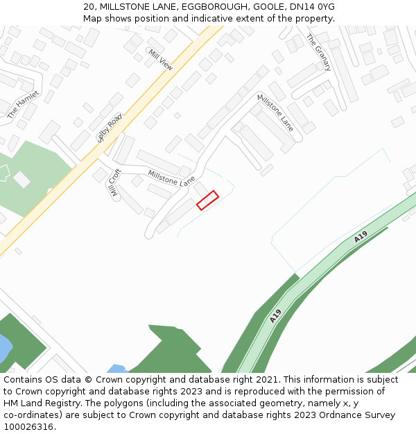 20, MILLSTONE LANE, EGGBOROUGH, GOOLE, DN14 0YG: Location map and indicative extent of plot