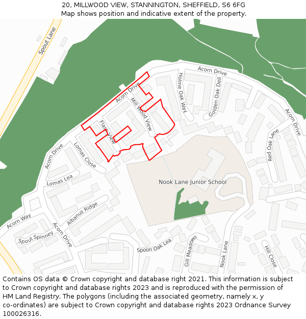 20, MILLWOOD VIEW, STANNINGTON, SHEFFIELD, S6 6FG: Location map and indicative extent of plot