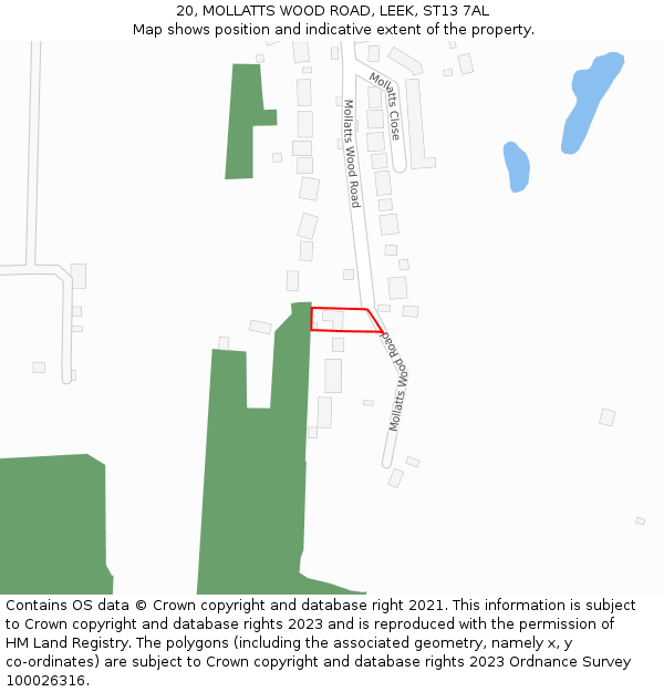 20, MOLLATTS WOOD ROAD, LEEK, ST13 7AL: Location map and indicative extent of plot