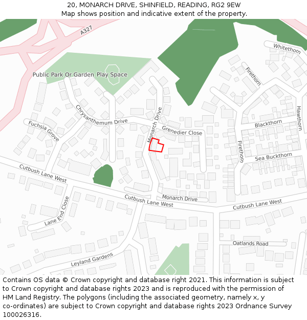 20, MONARCH DRIVE, SHINFIELD, READING, RG2 9EW: Location map and indicative extent of plot