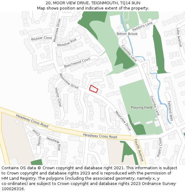 20, MOOR VIEW DRIVE, TEIGNMOUTH, TQ14 9UN: Location map and indicative extent of plot