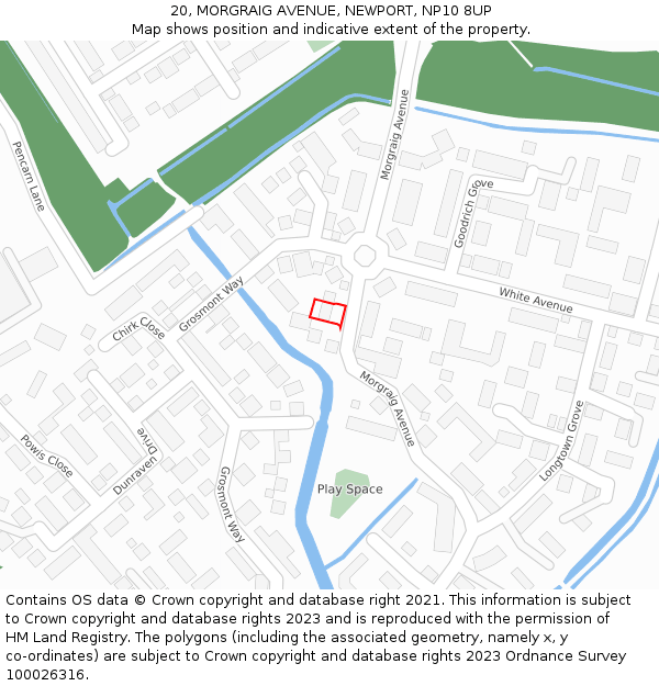 20, MORGRAIG AVENUE, NEWPORT, NP10 8UP: Location map and indicative extent of plot