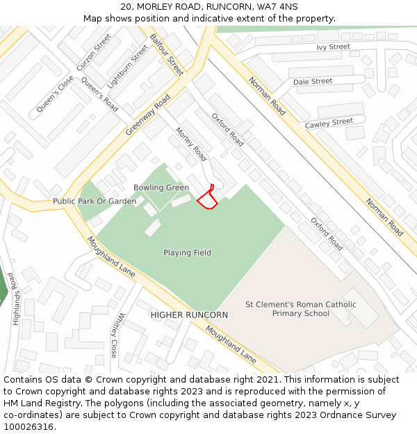 20, MORLEY ROAD, RUNCORN, WA7 4NS: Location map and indicative extent of plot