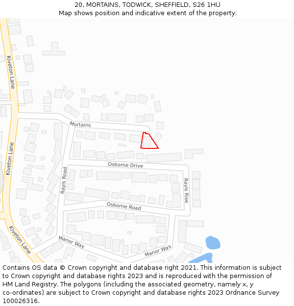 20, MORTAINS, TODWICK, SHEFFIELD, S26 1HU: Location map and indicative extent of plot