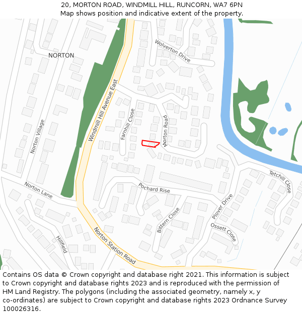 20, MORTON ROAD, WINDMILL HILL, RUNCORN, WA7 6PN: Location map and indicative extent of plot