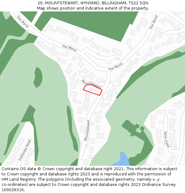 20, MOUNTSTEWART, WYNYARD, BILLINGHAM, TS22 5QN: Location map and indicative extent of plot