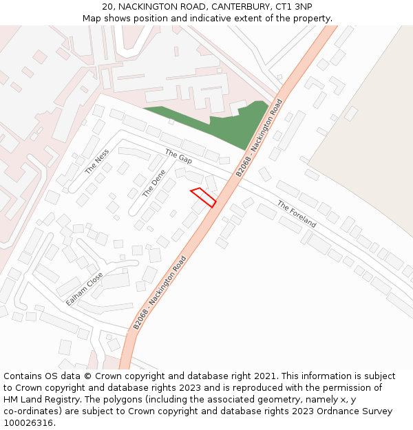 20, NACKINGTON ROAD, CANTERBURY, CT1 3NP: Location map and indicative extent of plot