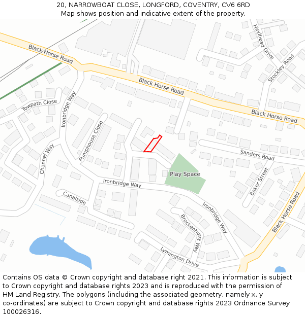 20, NARROWBOAT CLOSE, LONGFORD, COVENTRY, CV6 6RD: Location map and indicative extent of plot