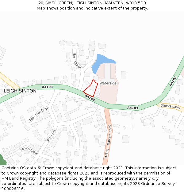 20, NASH GREEN, LEIGH SINTON, MALVERN, WR13 5DR: Location map and indicative extent of plot