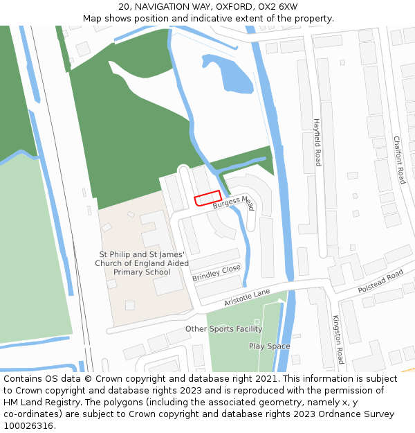 20, NAVIGATION WAY, OXFORD, OX2 6XW: Location map and indicative extent of plot