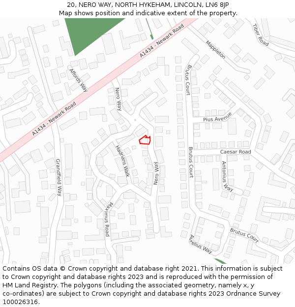 20, NERO WAY, NORTH HYKEHAM, LINCOLN, LN6 8JP: Location map and indicative extent of plot