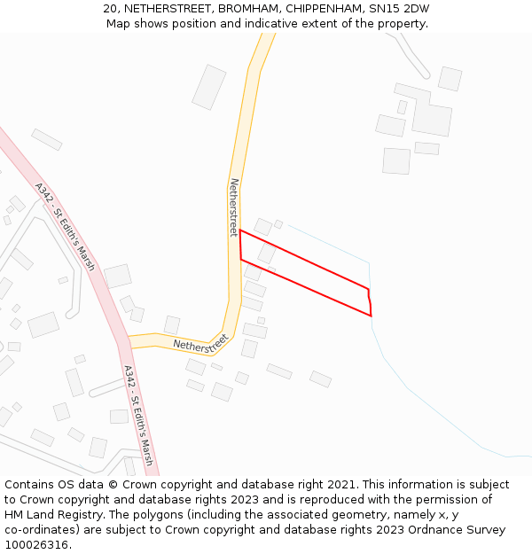 20, NETHERSTREET, BROMHAM, CHIPPENHAM, SN15 2DW: Location map and indicative extent of plot