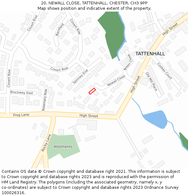 20, NEWALL CLOSE, TATTENHALL, CHESTER, CH3 9PP: Location map and indicative extent of plot