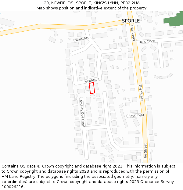 20, NEWFIELDS, SPORLE, KING'S LYNN, PE32 2UA: Location map and indicative extent of plot
