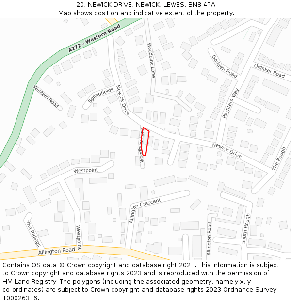 20, NEWICK DRIVE, NEWICK, LEWES, BN8 4PA: Location map and indicative extent of plot