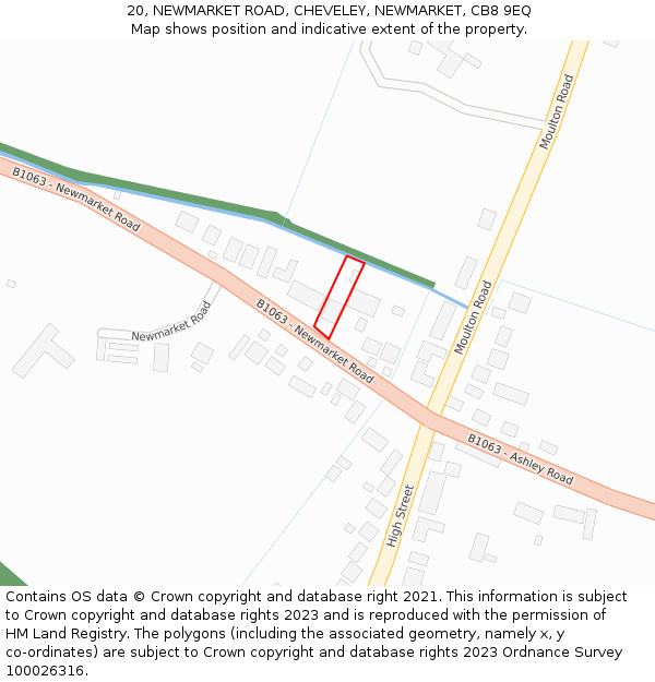 20, NEWMARKET ROAD, CHEVELEY, NEWMARKET, CB8 9EQ: Location map and indicative extent of plot