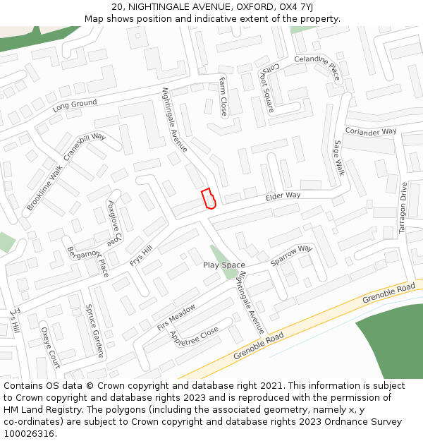 20, NIGHTINGALE AVENUE, OXFORD, OX4 7YJ: Location map and indicative extent of plot