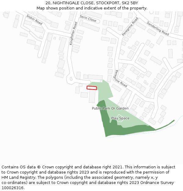 20, NIGHTINGALE CLOSE, STOCKPORT, SK2 5BY: Location map and indicative extent of plot