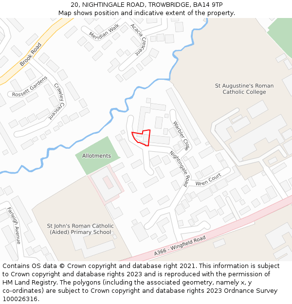 20, NIGHTINGALE ROAD, TROWBRIDGE, BA14 9TP: Location map and indicative extent of plot