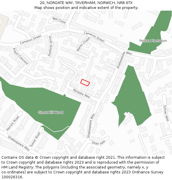 20, NORGATE WAY, TAVERHAM, NORWICH, NR8 6TX: Location map and indicative extent of plot