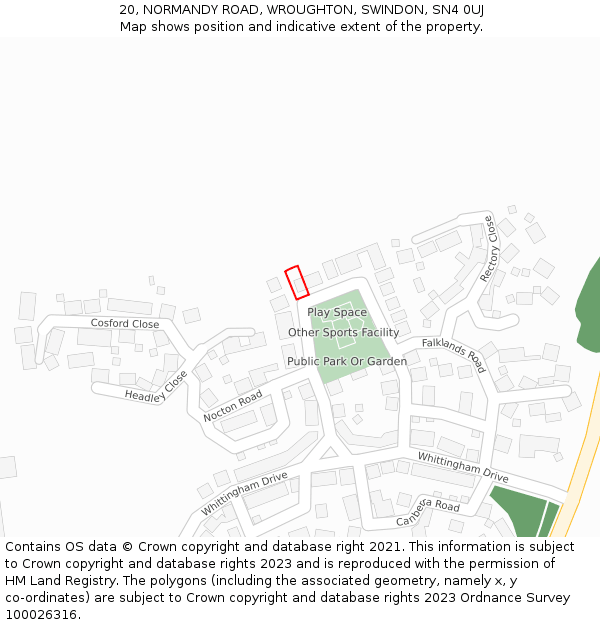 20, NORMANDY ROAD, WROUGHTON, SWINDON, SN4 0UJ: Location map and indicative extent of plot
