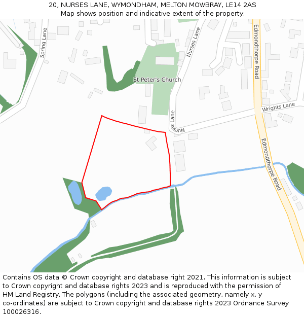 20, NURSES LANE, WYMONDHAM, MELTON MOWBRAY, LE14 2AS: Location map and indicative extent of plot