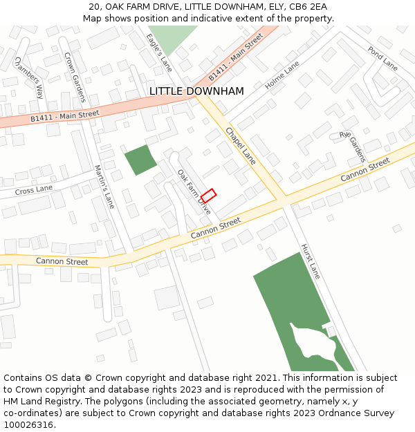 20, OAK FARM DRIVE, LITTLE DOWNHAM, ELY, CB6 2EA: Location map and indicative extent of plot