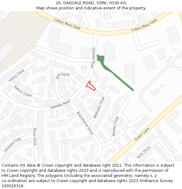 20, OAKDALE ROAD, YORK, YO30 4YL: Location map and indicative extent of plot