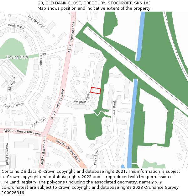 20, OLD BANK CLOSE, BREDBURY, STOCKPORT, SK6 1AF: Location map and indicative extent of plot