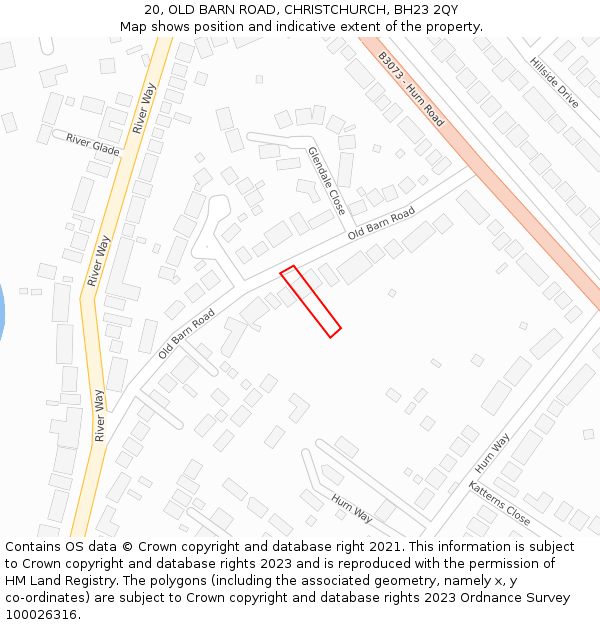 20, OLD BARN ROAD, CHRISTCHURCH, BH23 2QY: Location map and indicative extent of plot