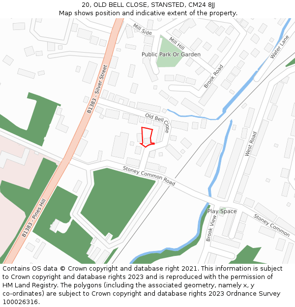 20, OLD BELL CLOSE, STANSTED, CM24 8JJ: Location map and indicative extent of plot