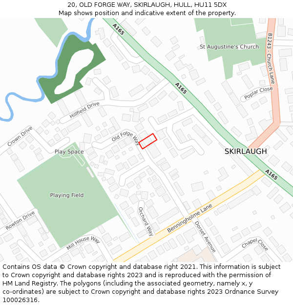 20, OLD FORGE WAY, SKIRLAUGH, HULL, HU11 5DX: Location map and indicative extent of plot