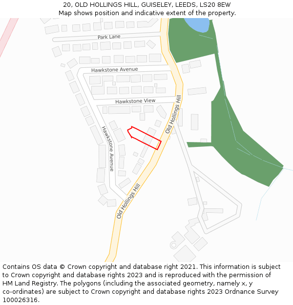 20, OLD HOLLINGS HILL, GUISELEY, LEEDS, LS20 8EW: Location map and indicative extent of plot