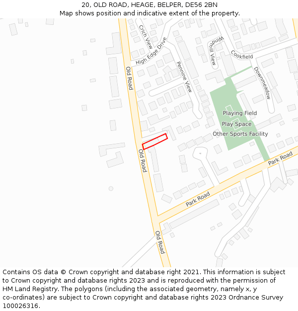 20, OLD ROAD, HEAGE, BELPER, DE56 2BN: Location map and indicative extent of plot