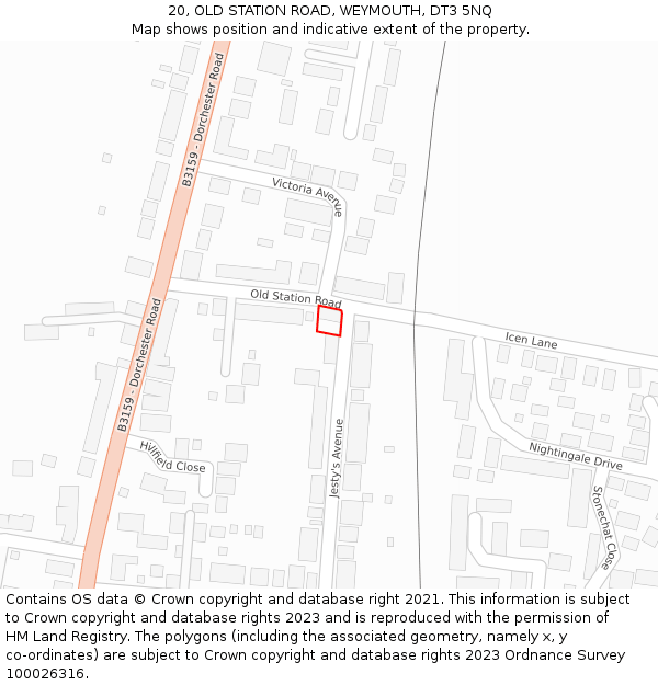 20, OLD STATION ROAD, WEYMOUTH, DT3 5NQ: Location map and indicative extent of plot