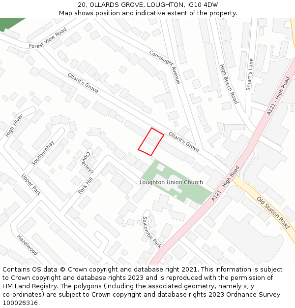 20, OLLARDS GROVE, LOUGHTON, IG10 4DW: Location map and indicative extent of plot