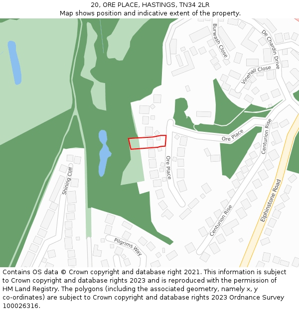 20, ORE PLACE, HASTINGS, TN34 2LR: Location map and indicative extent of plot