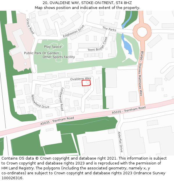 20, OVALDENE WAY, STOKE-ON-TRENT, ST4 8HZ: Location map and indicative extent of plot