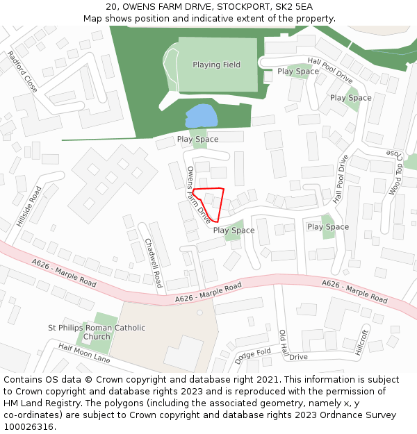 20, OWENS FARM DRIVE, STOCKPORT, SK2 5EA: Location map and indicative extent of plot