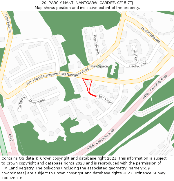 20, PARC Y NANT, NANTGARW, CARDIFF, CF15 7TJ: Location map and indicative extent of plot