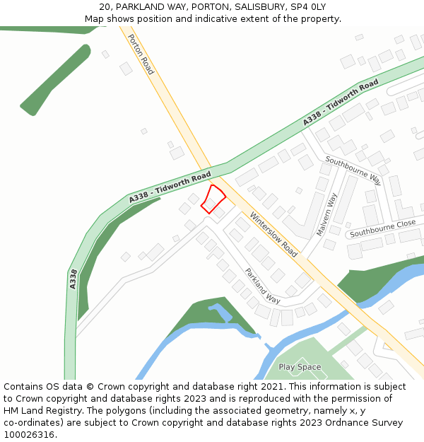 20, PARKLAND WAY, PORTON, SALISBURY, SP4 0LY: Location map and indicative extent of plot