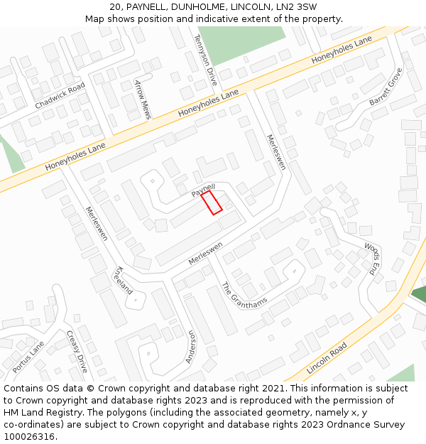 20, PAYNELL, DUNHOLME, LINCOLN, LN2 3SW: Location map and indicative extent of plot